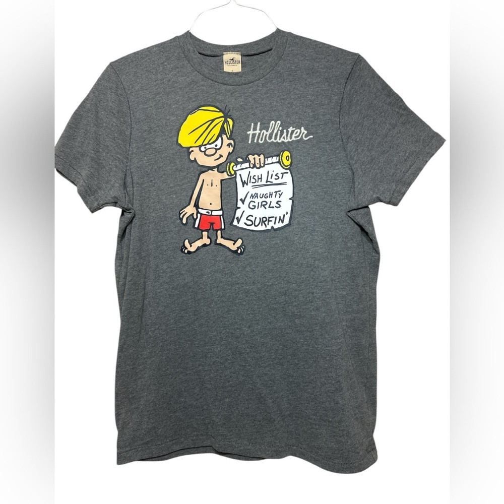 👕 vintage Hollister tee with Waxer mascot “naughty list”Christmas tee size L - Picture 2 of 9